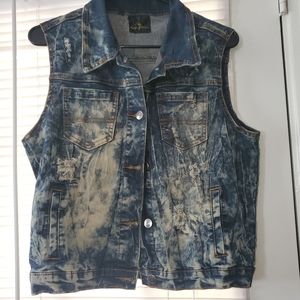 Baby Phat Distressed Denim Vest Womens Large
